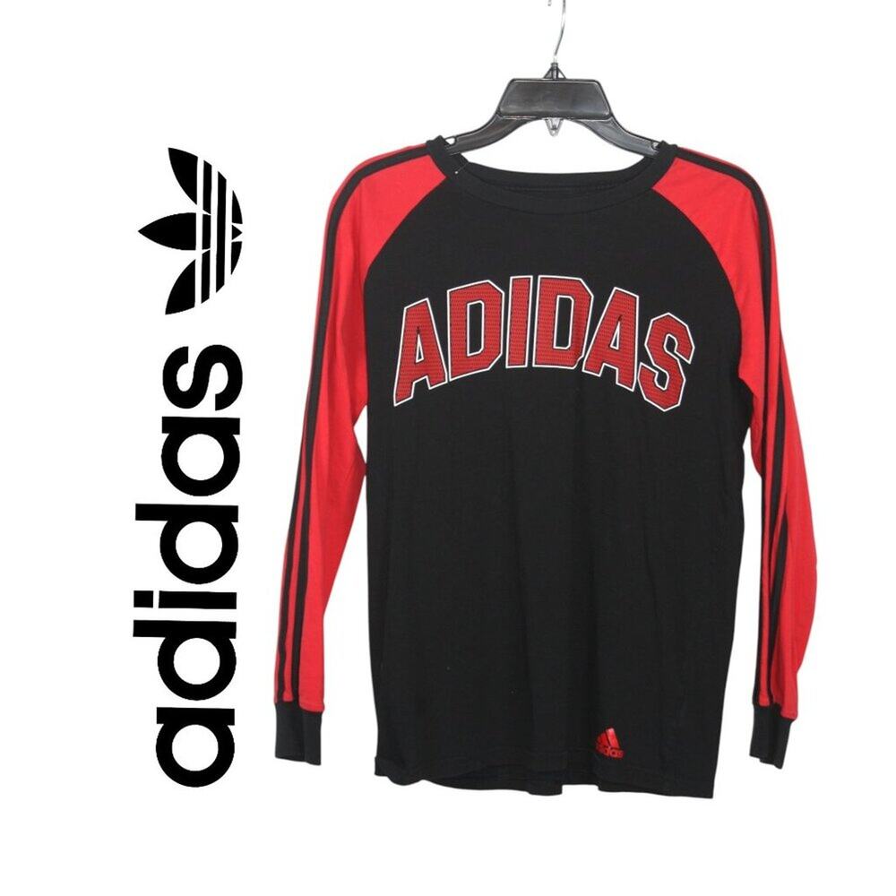 Adidas Long Sleeve Black & Red Shirt Size Large 14/16
